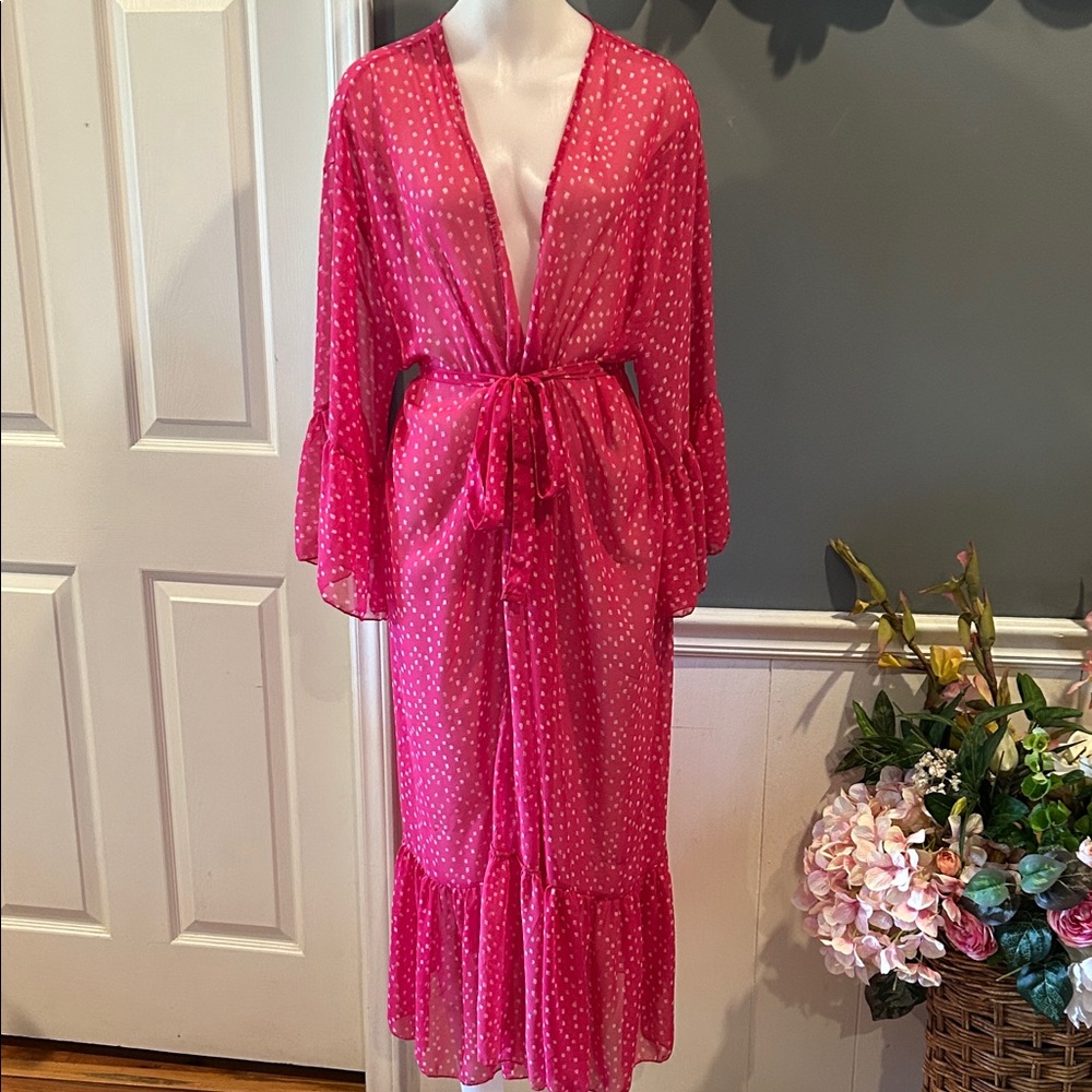 Chic Pink Polka Dot Kimono